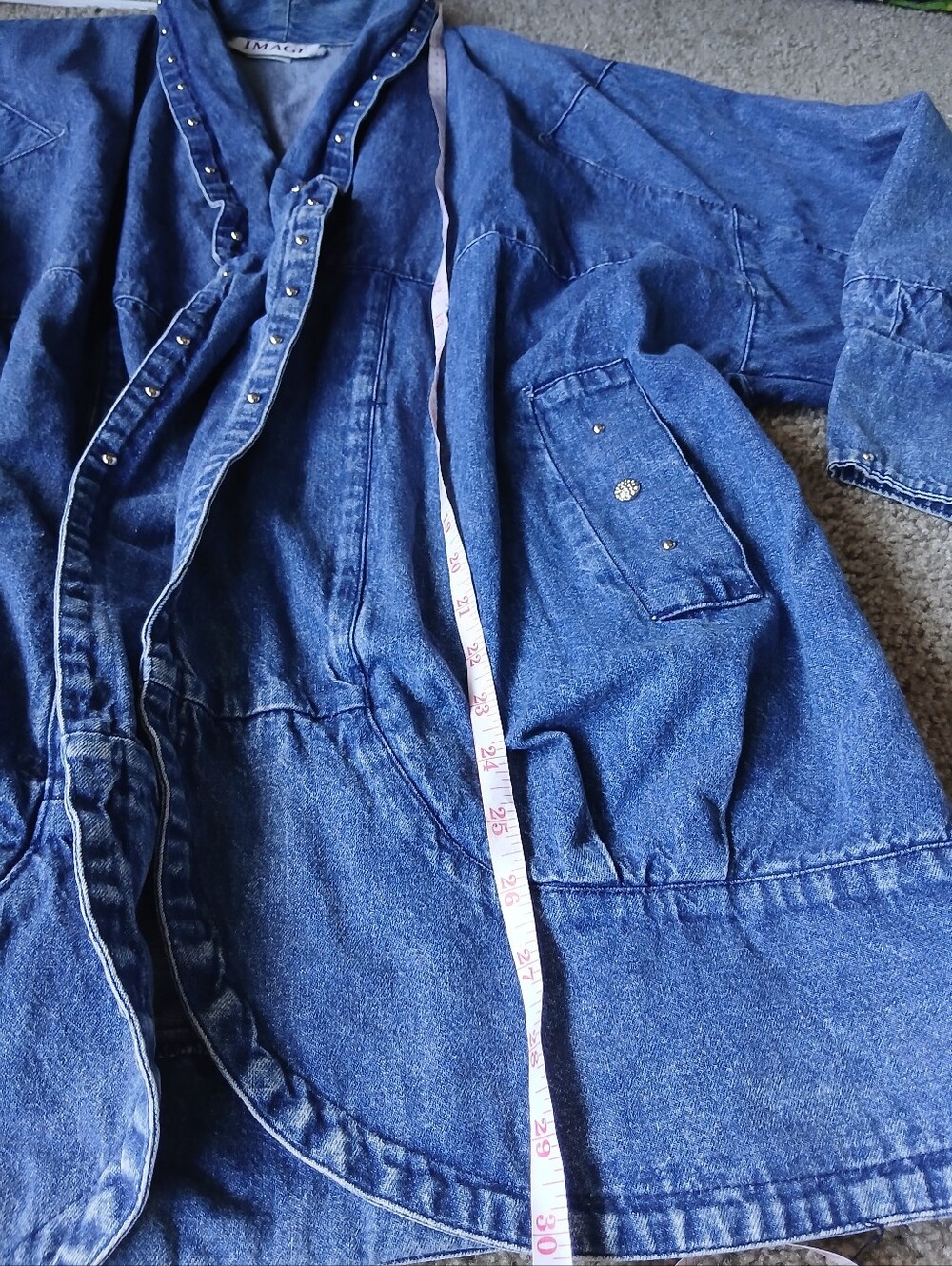 Vintage Women’s Blue Denim Jacket with Stud Details 80s 90s - Picture 5 of 11